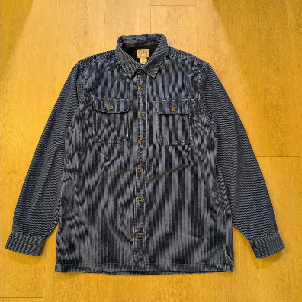 VTG LL Bean Men's Large Tall Corduroy Button Up Shacket Hiking Blue